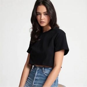 X Karla The Crop Tee in black size xl 100% cotton made in USA